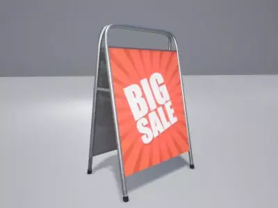 Sidewalk sign Low-poly 3D model