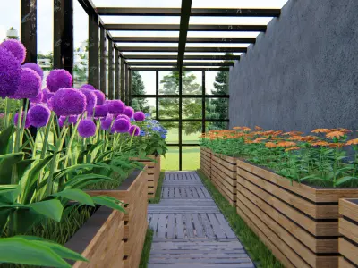 Tiny House and Green House Floor Plan  3D model