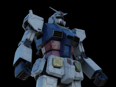 GUNDAM robot mech Realistic Texture Rigged MAYA Blender 3D model