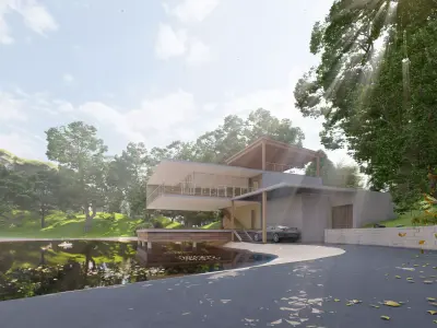 Lake House Low-poly 3D model