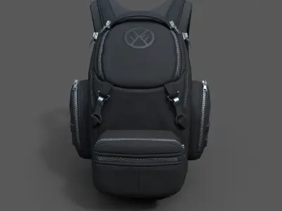 Human Backpack scifi ver 3 Low-poly 3D model