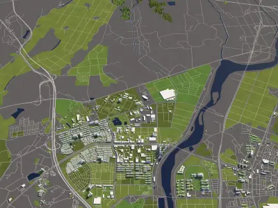 Gwangju South Korea 50x50km 3D model