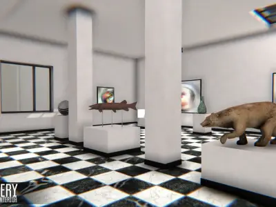 Gallery - modular interior Low-poly 3D model