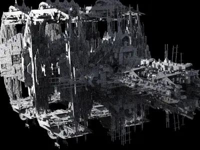 Mega Sci-Fi city Space station 3 designs   3D model