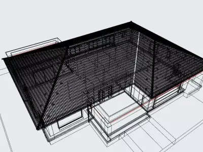 Modern One Story House 3D Model with Terrace 3D model