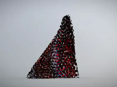 Wave walls futuristic building 3D model