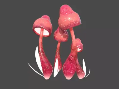 Fantasy Mushroom D03 Red - Scene Backdrop Design Low-poly 3D model