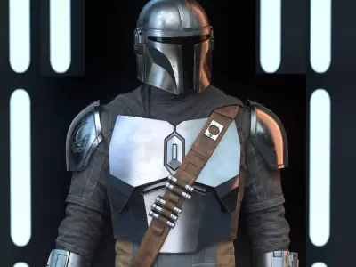 Mandalorian Realistic 3D Model Low Poly star wars armor Low-poly 3D model