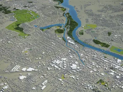 Augusta - 3D City Model Low-poly 3D model