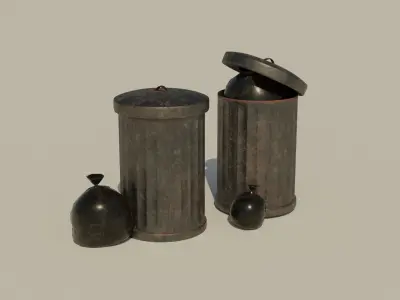 Garbage Can - Lowpoly Cyclinder Garbage Box   Low-poly 3D model