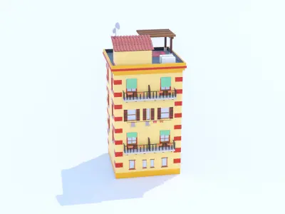 Italian Building number 5 Lowpoly Low-poly 3D model