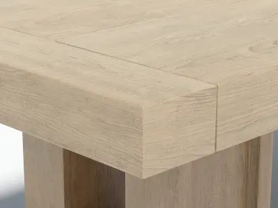 Oak Dining Table Plank Low-poly 3D model