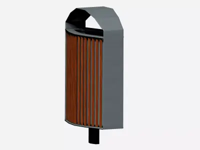 Elliptical modern wooden trash can Low-poly 3D model