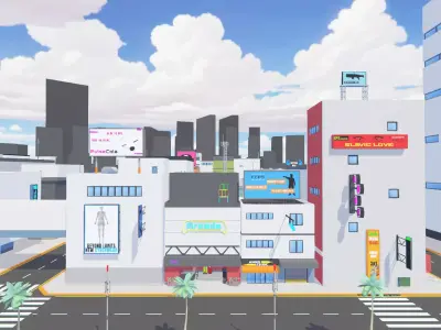 LowPoly Cyberpunk City Low-poly 3D model