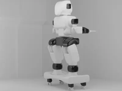 Futuristic Humanoid Service Robot  3D Model Low-poly 3D model