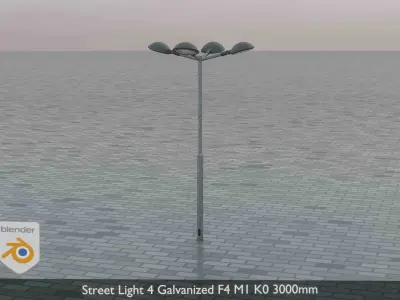 Street Light 4 Galvanized F4 M1 K0 3000mm  Low-poly 3D model