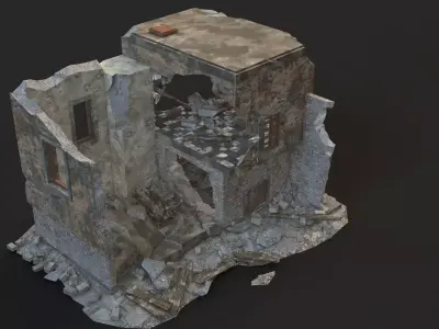 DESTROYED BUILDING 04 Low-poly 3D model