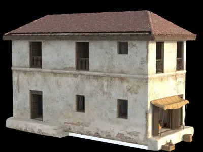 Indian Village House and Street Shop - Medieval Shop - 2 floors 3D model