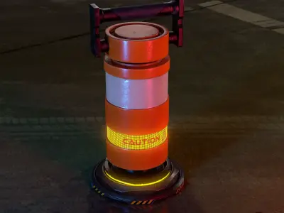 CyberPunk Traffic Drum V2 Game optimized Low-poly 3D model