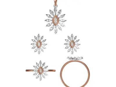 Light wt Ring Earrings Pendant set 3dm stl 1-render details 3D print model 22