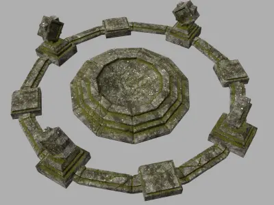 temple stone circle with stones Low-poly 3D model