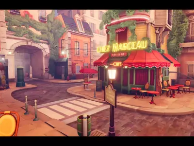 Stylized Paris Street Low-poly 3D model