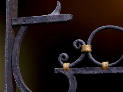 Old Pretzel Street Sign 8K and 4K Low-poly 3D model