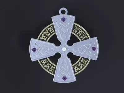 Celtic cross with diamonds cnc model  3D print model
