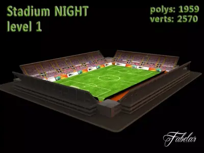 Stadium level 1 Night Low-poly 3D model