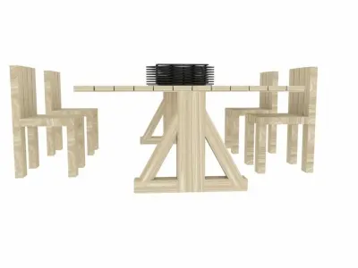 Dinning Table - Garden Table  Low-poly 3D model
