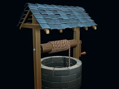 Stylized well Low-poly 3D model