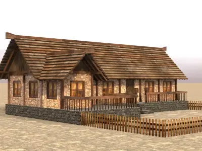 Low poly medieval home exterior Low-poly 3D model