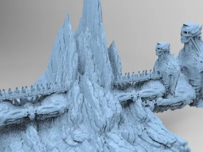 Alien organic Robot statue Monolith colossal Mountains 3D model