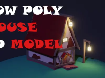 Low Poly House with lamp on roof Low-poly 3D model