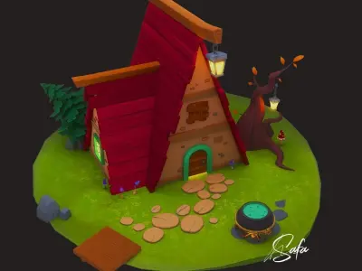 3D little house  Low-poly 3D model