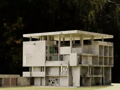 Villa Shodhan designed by Le Corbusier 3D model