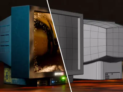 Retro CRT TV 1990s game ready pbr lofi Low-poly 3D model