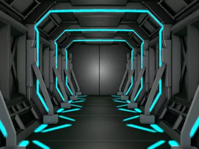 Sci Fi Corridor 3D model 5