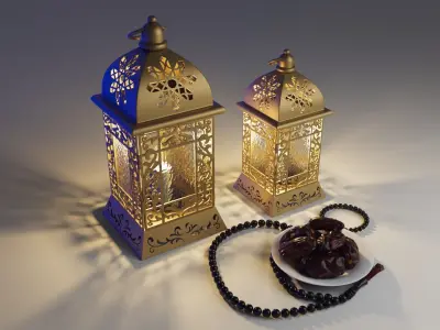 ramadan fanoos lantern islamic and dates 3D model