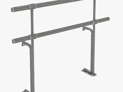 Double fixed ballet barres system 3D model