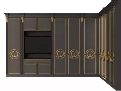 Classic Wardrobe Furniture 0403 Black Low-poly 3D model