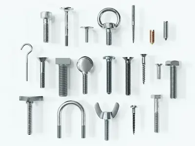 Large collection of fasteners 3D model