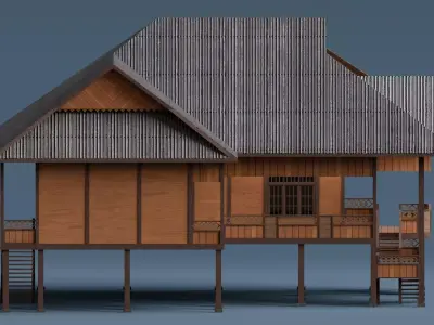 Traditional Houses - Rumah Walewangko Low-poly 3D model