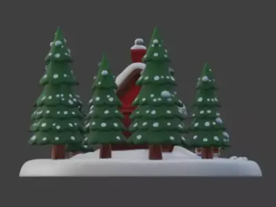 Stylized Christmas Gingerbread House 3D Model Low-poly 3D model