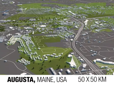 Augusta Maine USA 50x50km 3D City Map 3D model