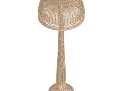 Woven Augusta Mid Century Modern Natural Rattan   Floor Lamp 3D model