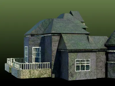 Old Abandoned House08 All PBR Unity UE Textures Included Low-poly 3D model