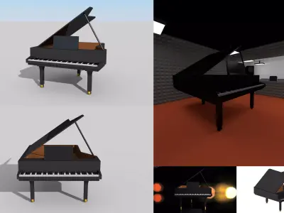Piano with lights 3D model purchase