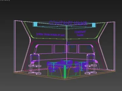 Booth Exhibition Stand Stall 6x7m Height 450 cm 2 Side Open 3D model