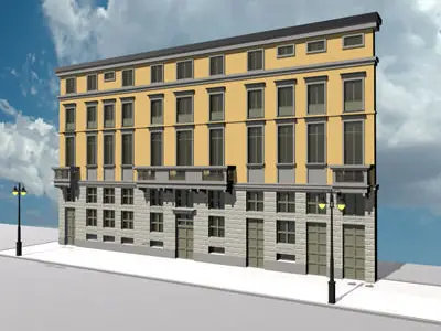European building facade 2 3D model